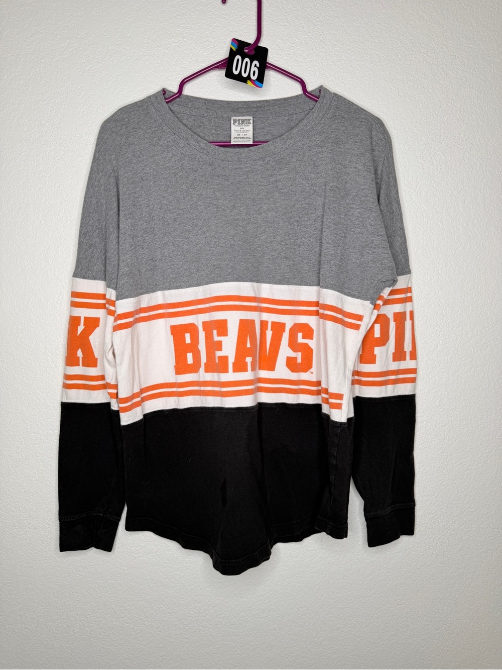Vintage PINK Oregon State Beavers OSU Collegiate Long Sleeve Shirt XS